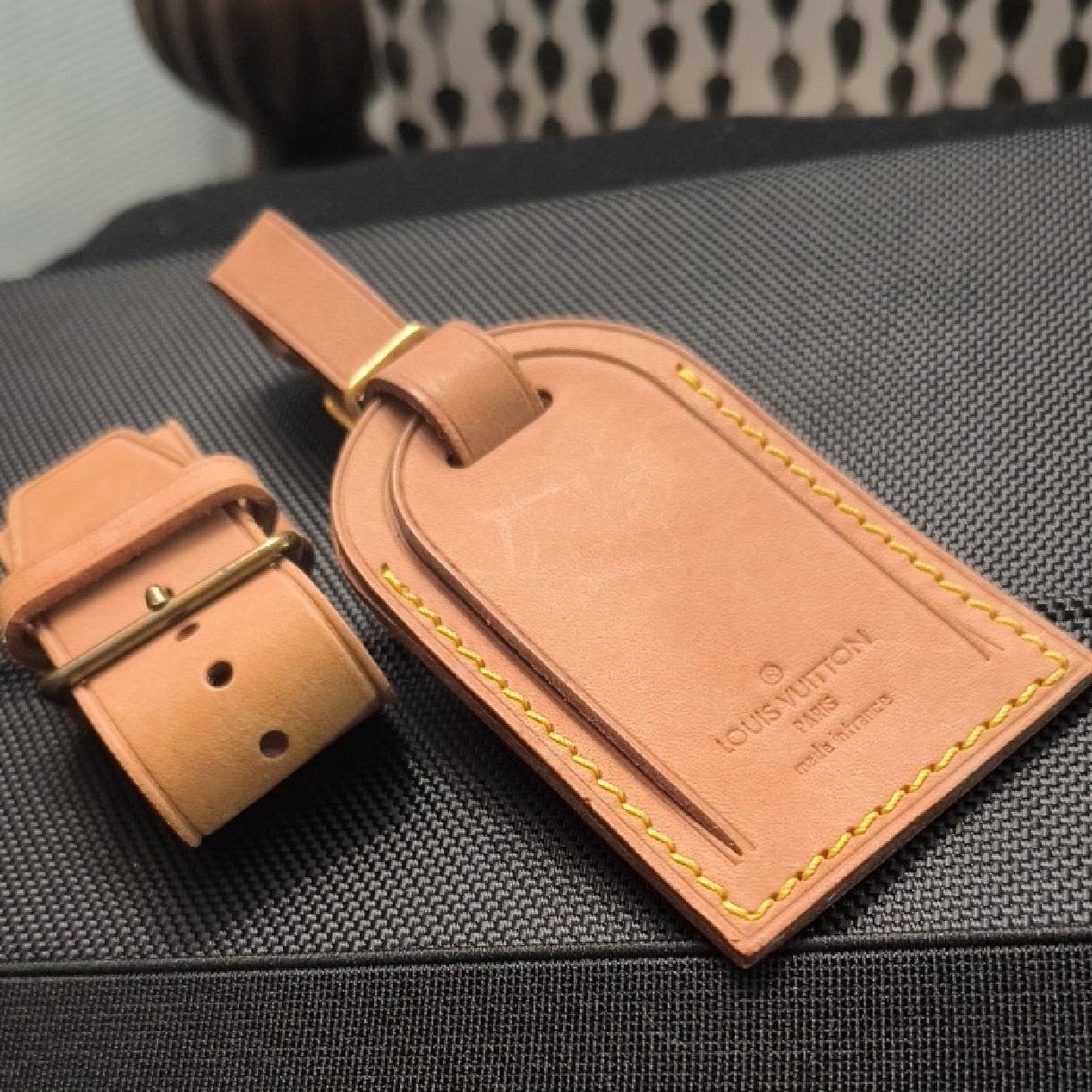 Louis Vuitton Brown Leather Bag Tag Luggage Tags Lv